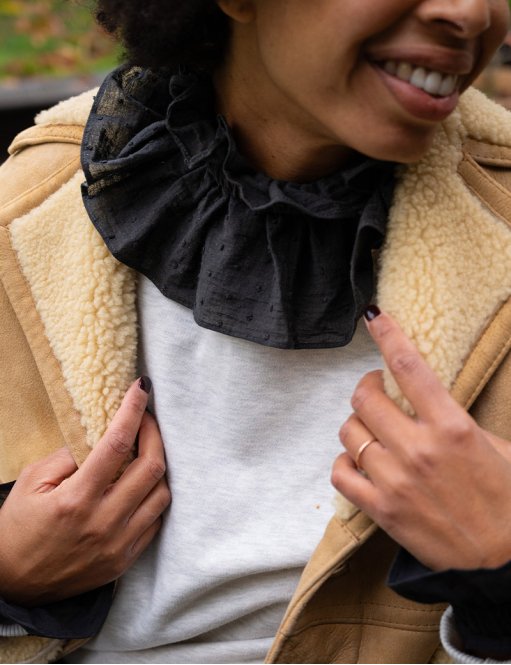 Col Fraise plumetis noir